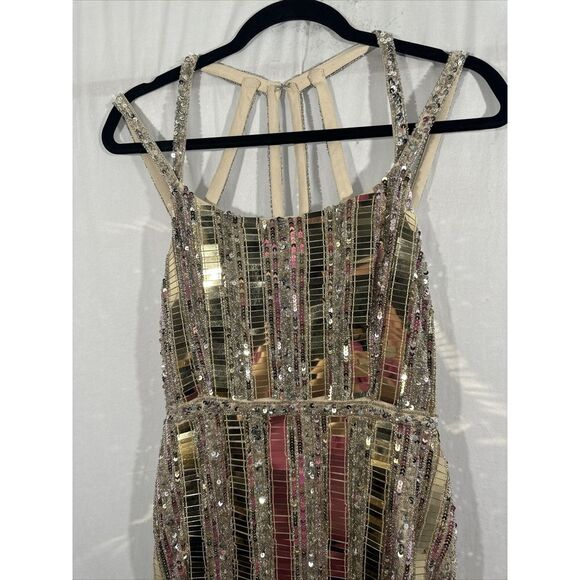 NWT Mac Duggal [ 4 ] Halter Neck Embellished Detailed Back Gown 93981 Nude Mirro - Picture 11 of 16